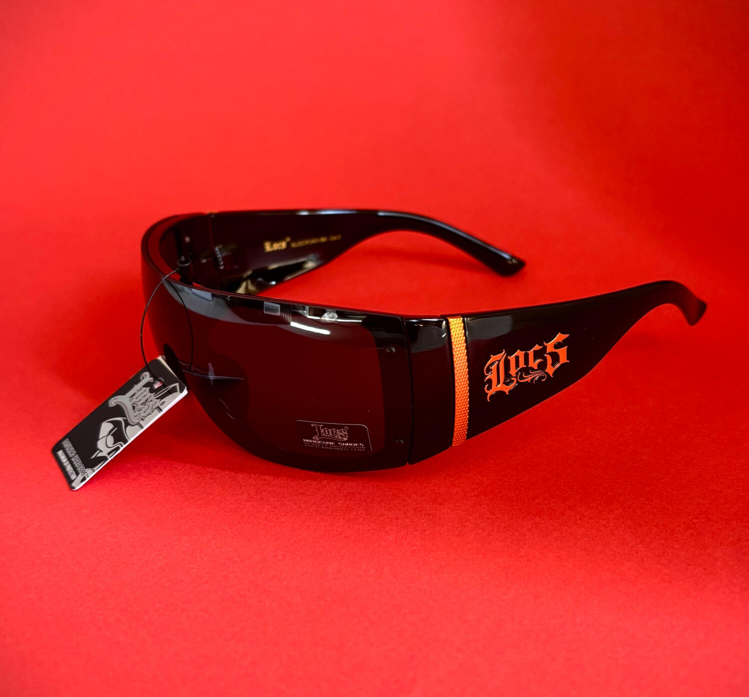 Lunettes Locs - Larges Noires et Or - 91343 BK GOLD Lunettes de soleil Locs noires extra large avec détails dorés style gangsta y2k