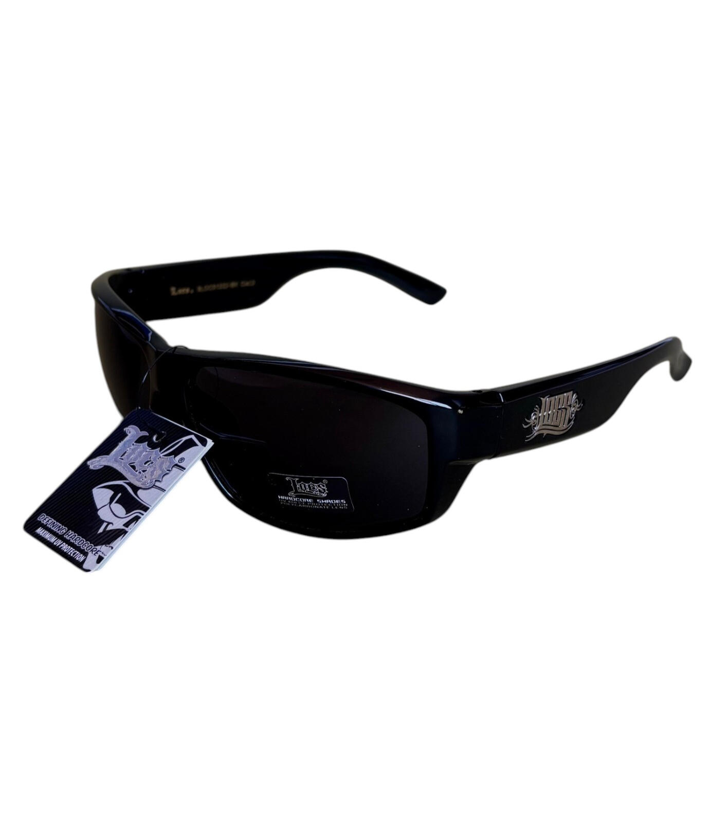 Lunettes Locs - Noires Mat Style Biker Lowrider - 91332 BK Lunettes de soleil Locs noires monture enveloppante style gangsta streetwear West Coast