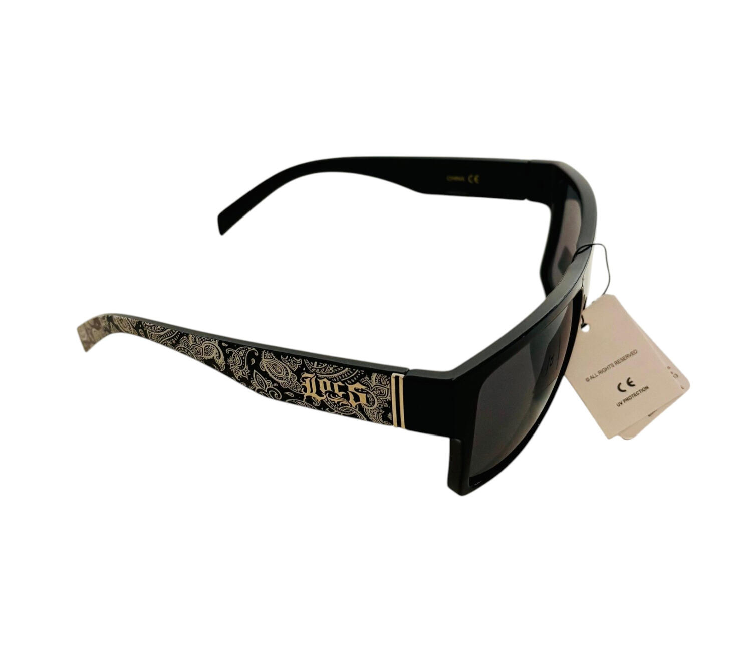 Lunettes Locs Oversized - Imprimé Bandana Noir - 91280 BDNA BLACK Lunettes de soleil Locs noires avec motif bandana sur les branches style lowrider