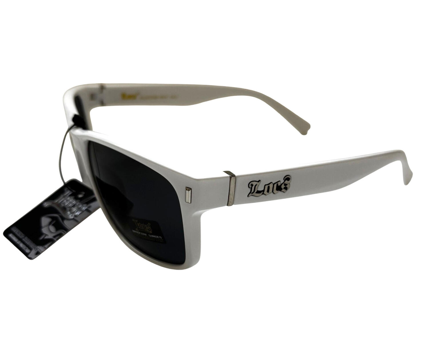 Lunettes Locs - Monture Blanche - 91185 WHT Lunettes de soleil Locs avec monture blanche et verres sombres style West Coast