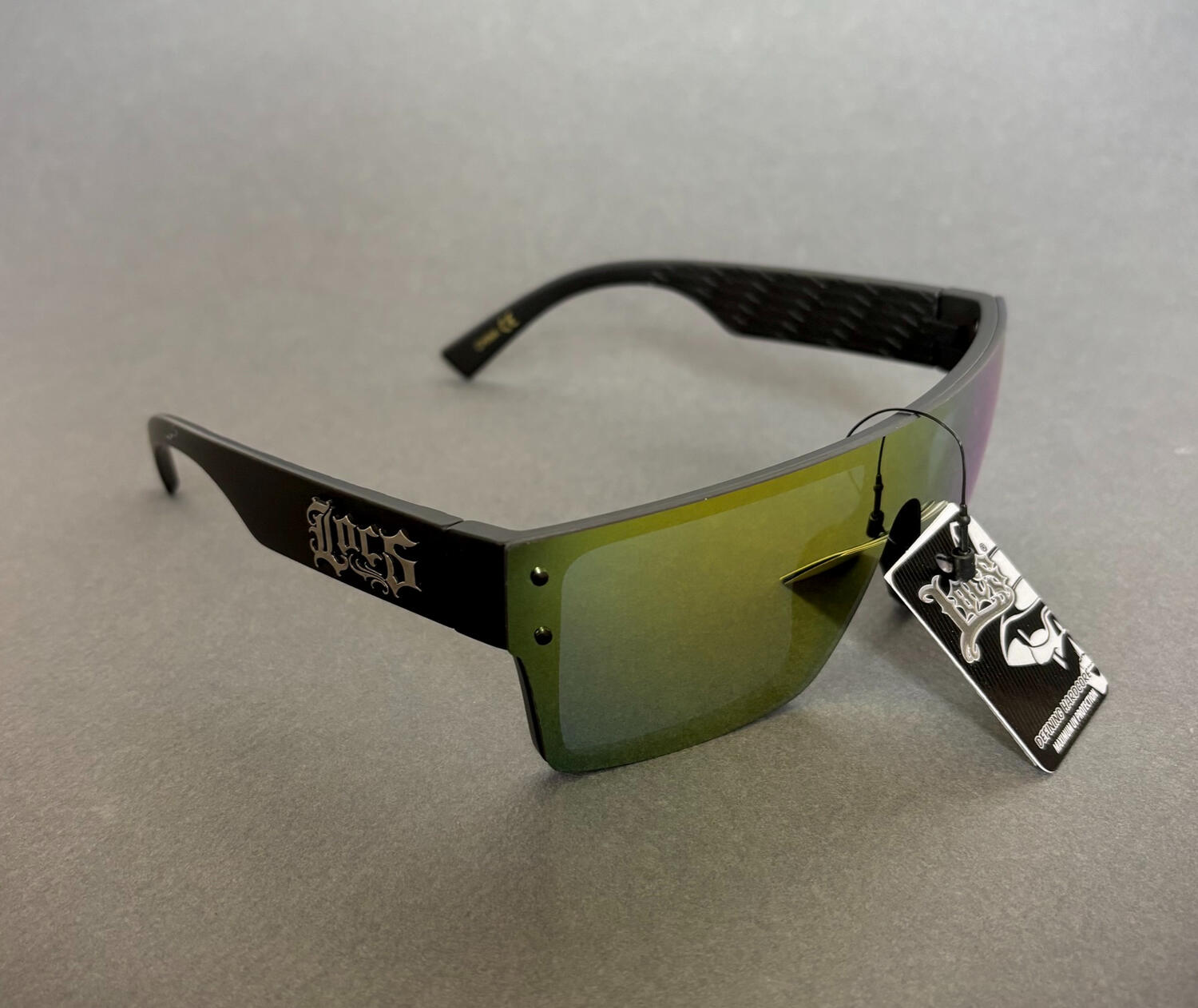 Lunettes Locs Player summer - Verres Miroir Jaune Or - 91259 MBRV YELLOW Lunettes de soleil Locs Player summer biker skate noires avec verres miroir jaunes dorés style biker